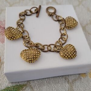 Vintage Gold Heart Charm Bracelet